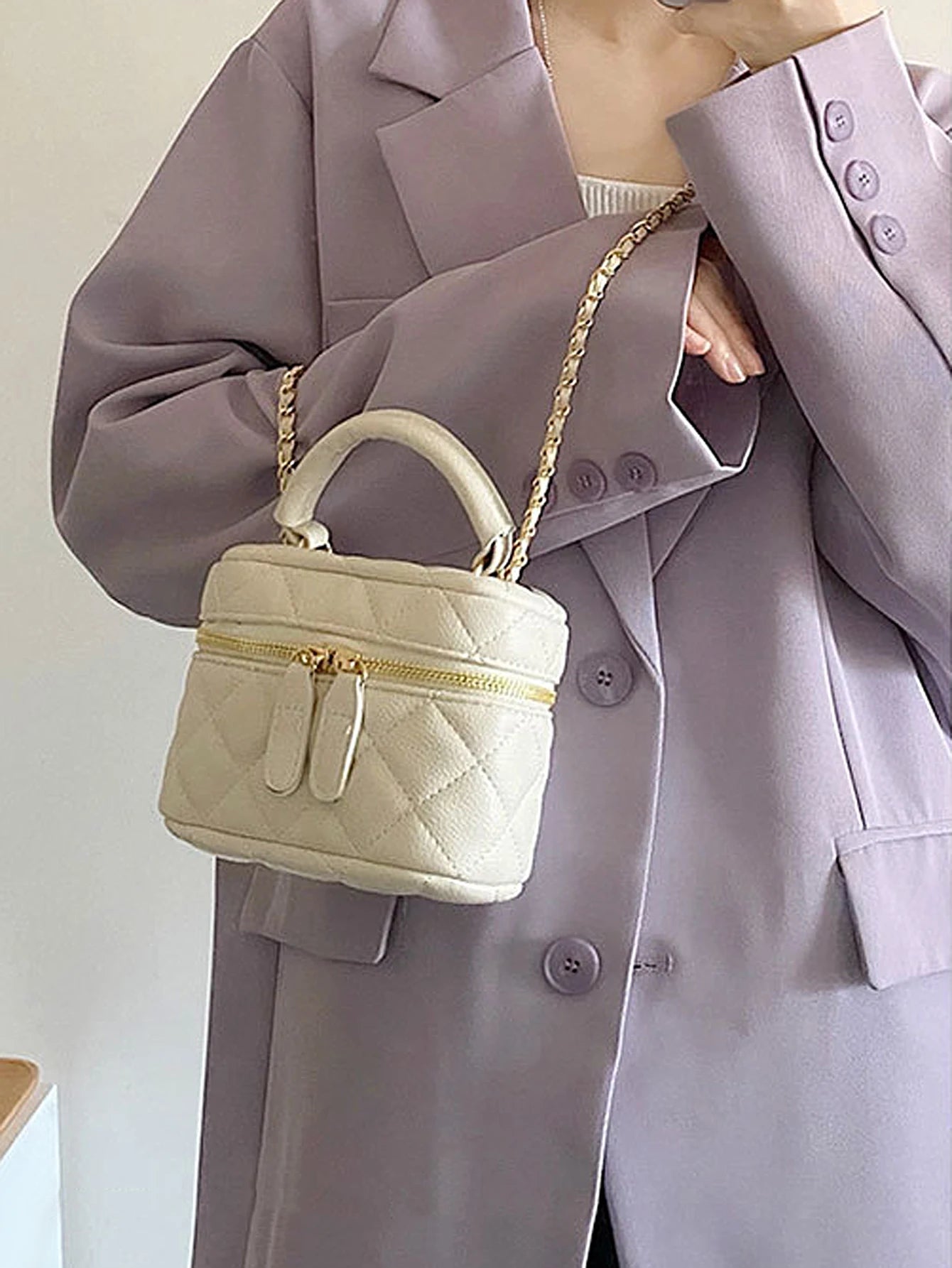 Mini Quilted Crossbody Bag PU Leather Designer Style - Smarsty