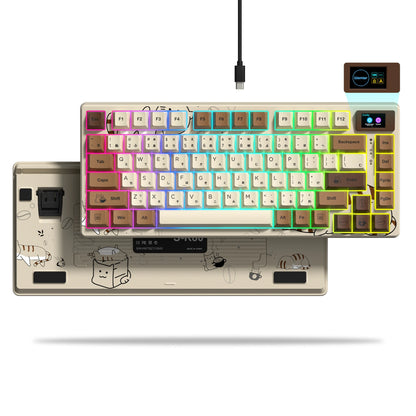 Wired Mechanical Keyboard With OLED Display Hot Swappable