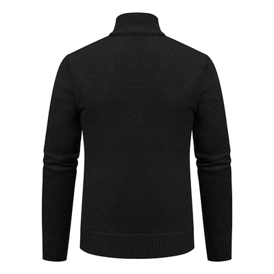 Autumn And Winter New Jersey Men's Casual Sports Coat Solid Color Stand Collar Wweater Grab Fleece Warm Zipper Cardigan - Smarsty