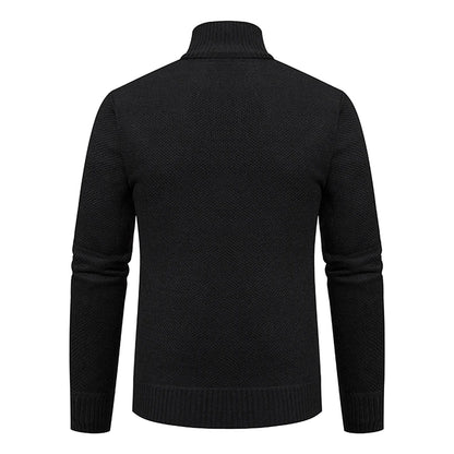 Autumn And Winter New Jersey Men's Casual Sports Coat Solid Color Stand Collar Wweater Grab Fleece Warm Zipper Cardigan - Smarsty