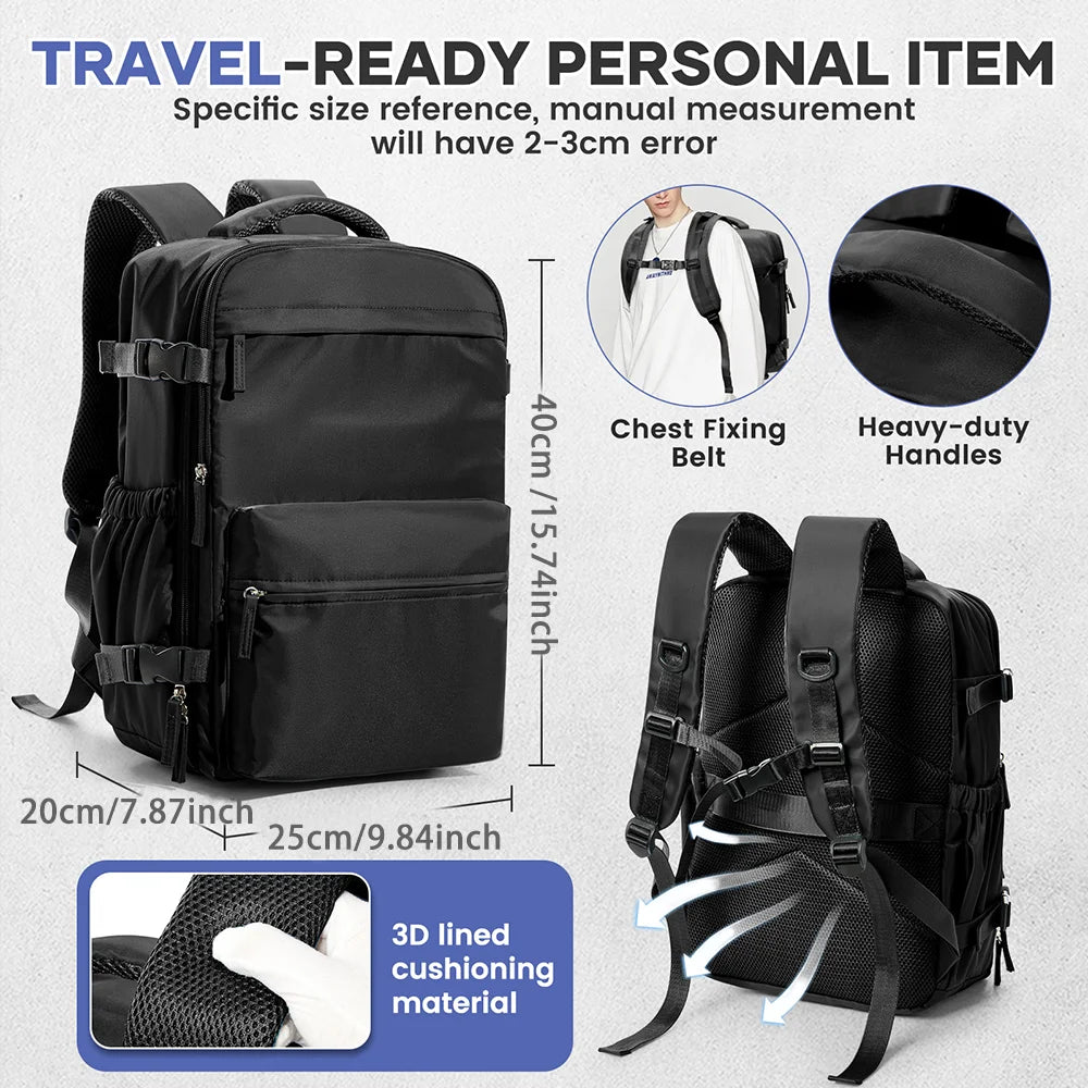 Men Vacuum Compression Backpack 15.6in Laptop Backpack Expand Hiking Vacuum Travel Backpack, Ryanair Backpack 40x20x25 Cabin Bag - Smarsty