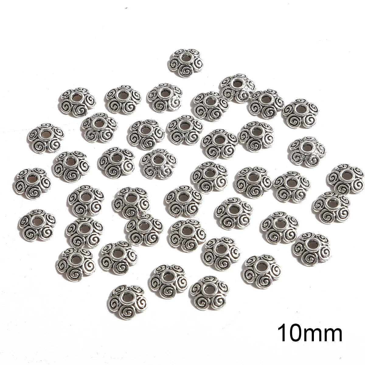 50pcs Tibetan Silver Leaf Flower Bead Caps for Jewelry Making - Smarsty