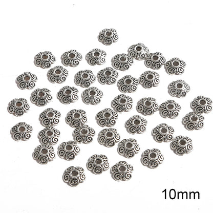 50pcs Tibetan Silver Leaf Flower Bead Caps for Jewelry Making - Smarsty