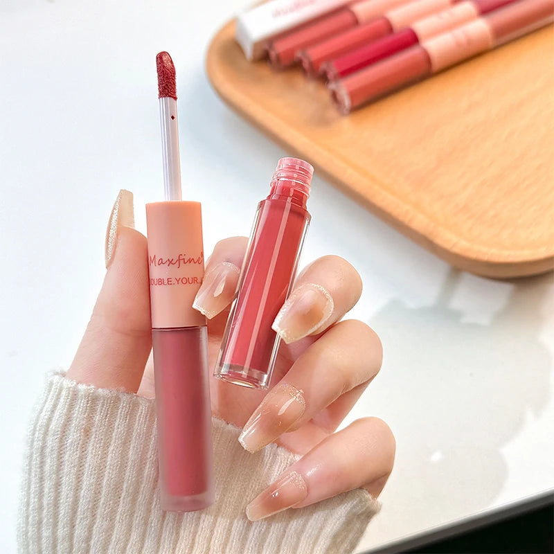 Double Ended Matte Lip Gloss Moisturizing Velvet Texture - Smarsty