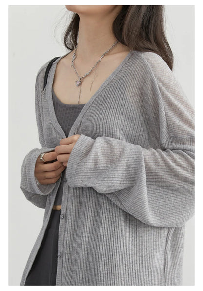 CHIC VEN Women's Cardigan New V-neck Long Sleeved Female Shirt Female Jumpers Sun Protection Woman Top Spring Summer 2024