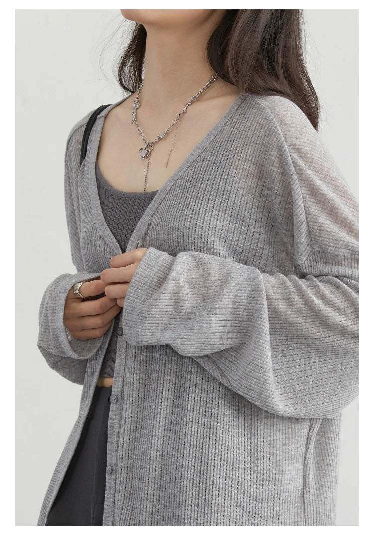 CHIC VEN Women's Cardigan New V-neck Long Sleeved Female Shirt Female Jumpers Sun Protection Woman Top Spring Summer 2024