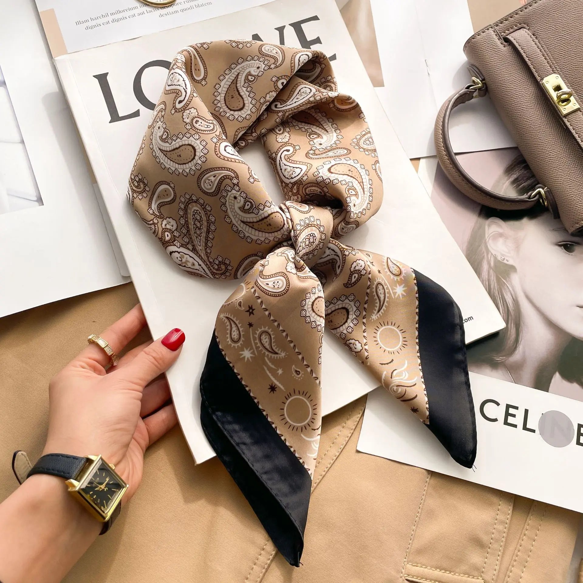 Luxury Women's Silk Scarf Square Neckerchief for Summer - Smarsty