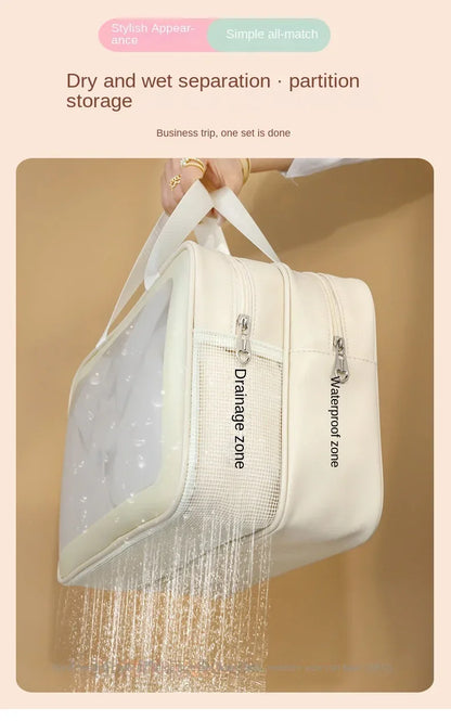 Wet-dry separation makeup bag portable toiletry bag travel essentials large capacity storage bag fitness swimming essentials - Smarsty