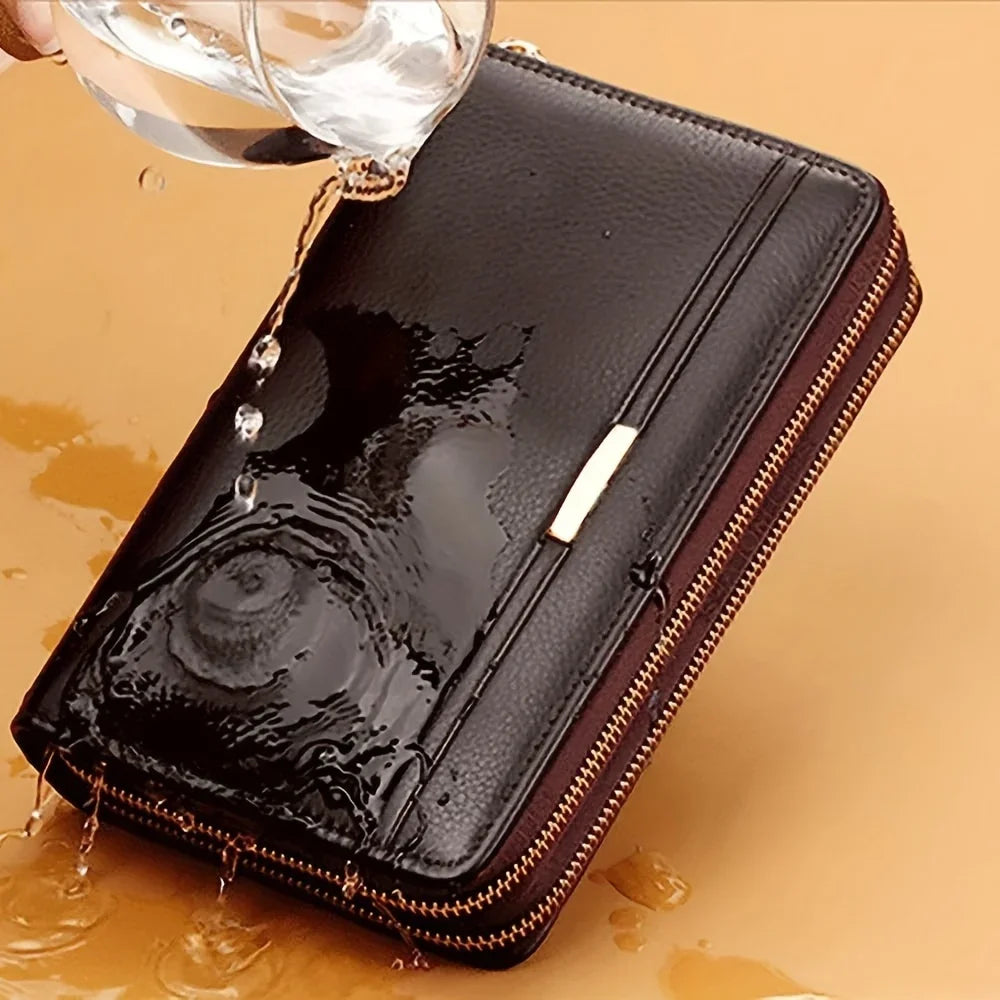 Men Large Capacity Wallet Long Zipper Purse Synthetic Leather Clutch Business Handbag Phone Card Holder Case Gift for Men Him - Smarsty