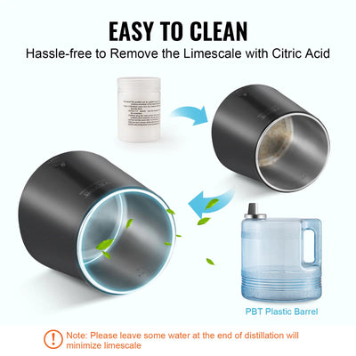 SucceBuy Water Distiller 4L 1.05 Gallon Pure Water Purifier Filter Countertop 750W Distilled Water MakerInterior Distiller