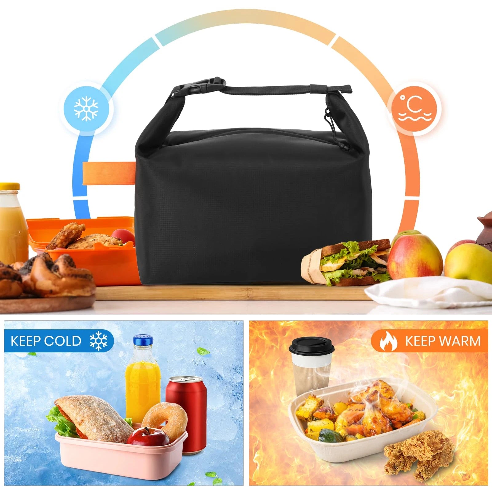 Insulated Lunch Bag Large Capacity Bento Tote For Office - Smarsty
