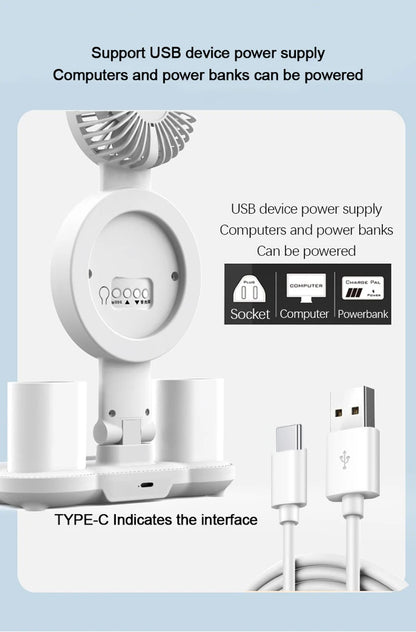 Rechargeable LED Table Lamp with Fan and Clock - Smarsty