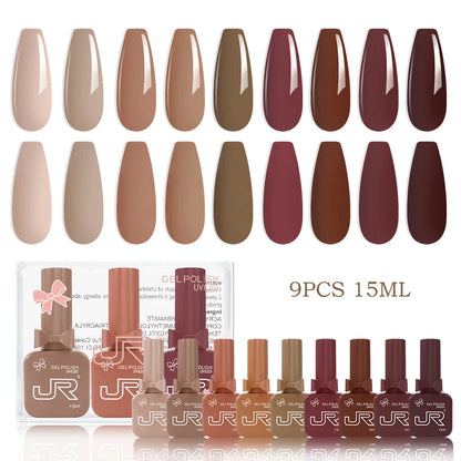 JR 9PCS Gel Nail Polish Set for Home DIY - Smarsty