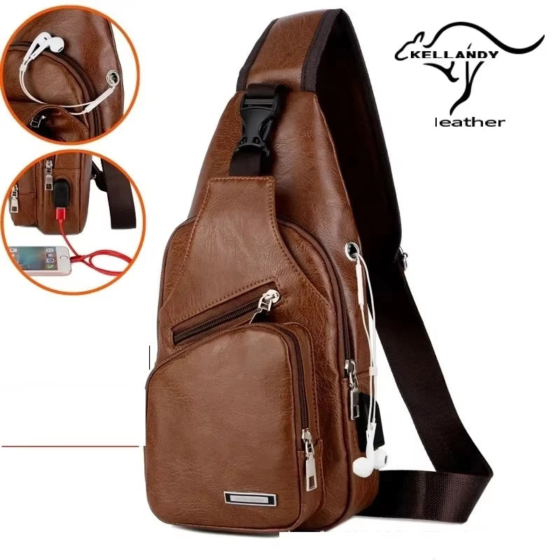 Mens USB Chest Bag With Portable Charging Crossbody - Smarsty
