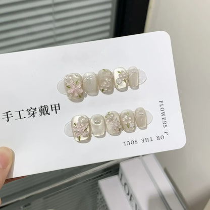 Handmade Pink Press On Nails with Rhinestones - Smarsty