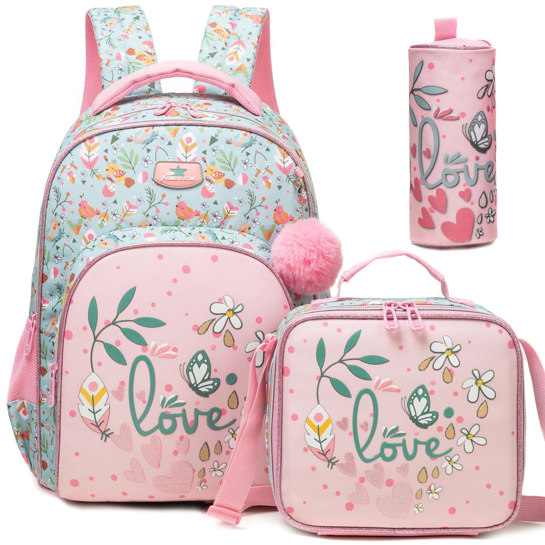 Colorful Floral Girls Backpack Set With Lunch Box 3 Piece - Smarsty