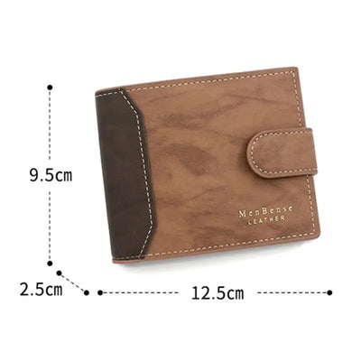 Men's Wallet with Hasp Business Card Holder Case Male Short Purse PU Leather Money Bag for Men Credit Card Wallets - Smarsty
