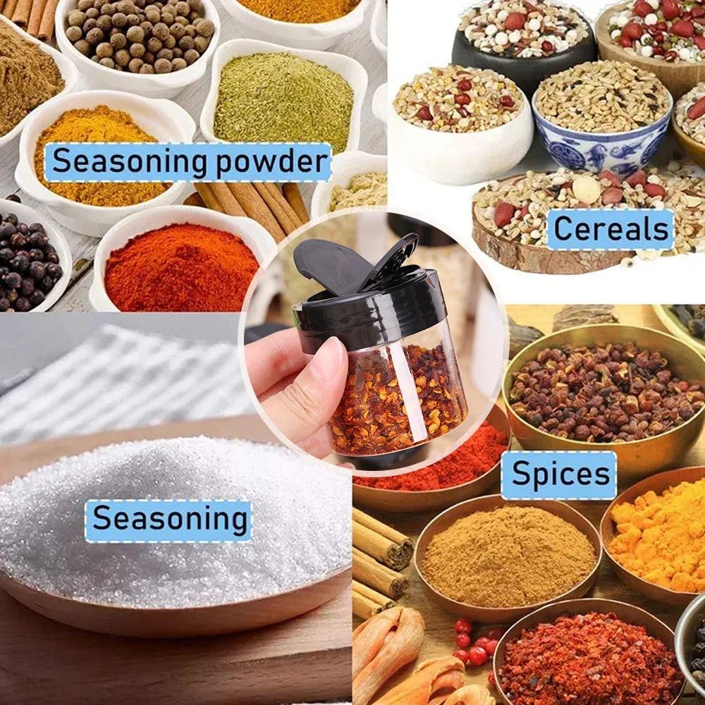 1/12x Plastic Spice Jars with Shaker Lids Transparent Safety Plastic Bottles for Home Kitchen Storing Spices Seasoning Powders