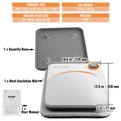 SucceBuy 9x9/12x10 in Portable Heat Press Machine DIY Shirt Printing Multifunctional Sublimation Transfer HTV Vinyl T-shirt Bag - Smarsty
