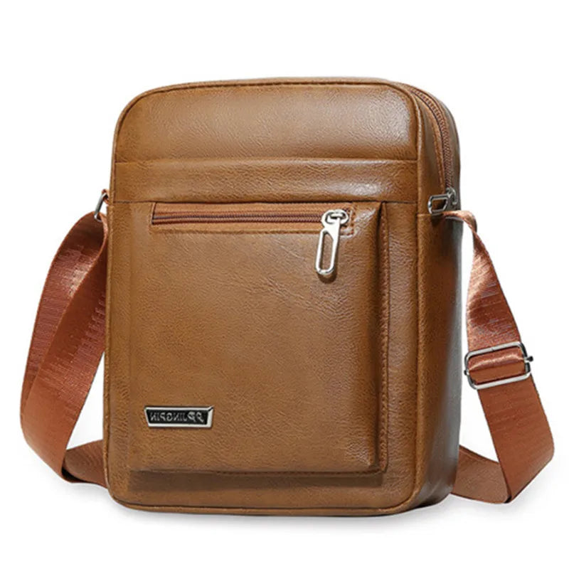 Mens Crossbody Bag Waterproof PU Leather Large Capacity - Smarsty
