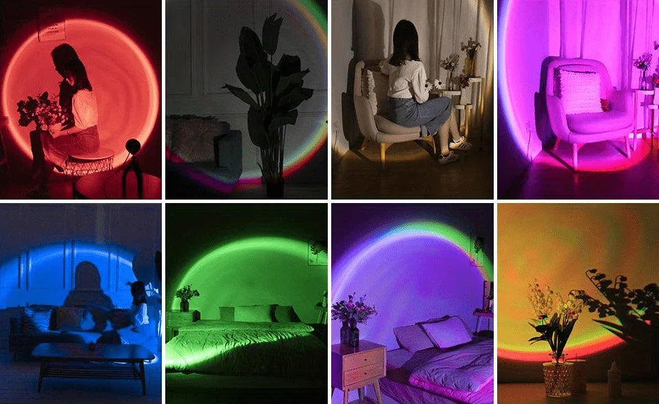 USB LED projector night light RGB sunset atmosphere night light, with remote control, used for room decoration photography