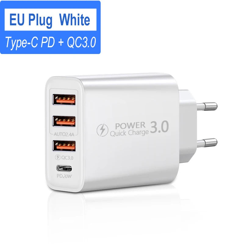 48W USB C WallMountedCharger PD Fast Charge 3.0 Universal - Smarsty