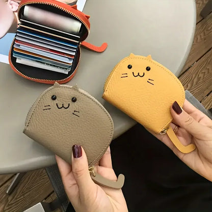 Cartoon Cat shaped design Wallet Women's Multi-card slots Holder Cute Fashion Faux Leather Coin Purse Creative ID Card Holder - Smarsty