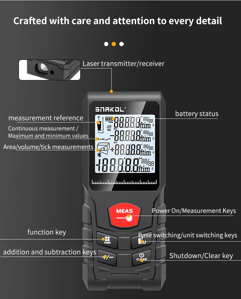 Snakol Laser Distance Meter with High Accuracy Measurement - Smarsty