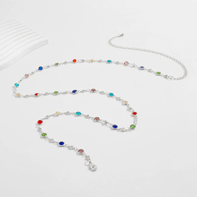 Fashion Colored Glass Crystal Waist Chain for Women - Smarsty