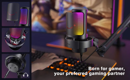 FIFINE USB Microphone with RGB Modes for Streaming - Smarsty