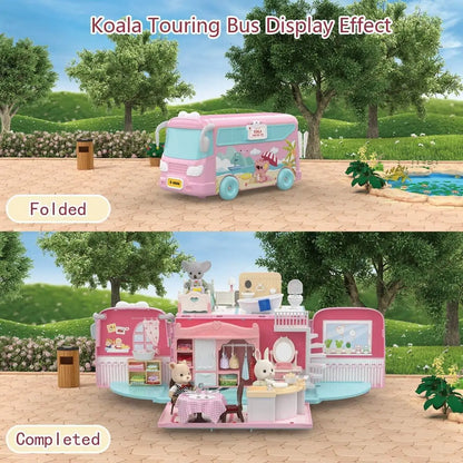 Dollhouse Koala Diary Girl Play House Toy Diy Tour Bus Bedroom Dresser Dining Kitchen Bathroom Shop Pretend Family Toys Girls by Smarsty