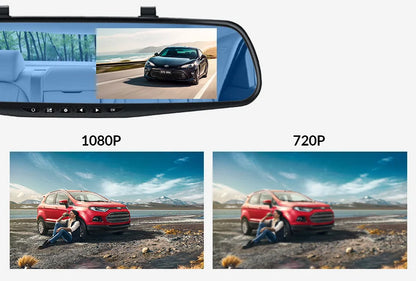 Dual Lens Dashcam With 4.3 Inch Rearview Mirror FHD 1080P - Smarsty