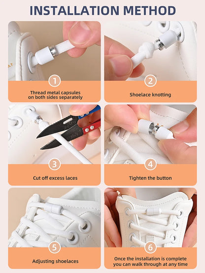 Elastic No Tie Shoelaces Semicircle Shoe Laces For Kids and Adult Sneakers Shoelace Quick Lazy Metal Lock Laces Shoe Strings - Smarsty