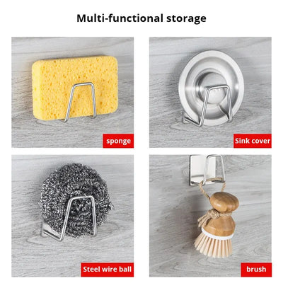 1pc Stainless Steel Sink Sponge Rack For Sponge Steel Wire Ball Draining Paste The Inner Wall Of The Sink Kitchen Supplies - Smarsty
