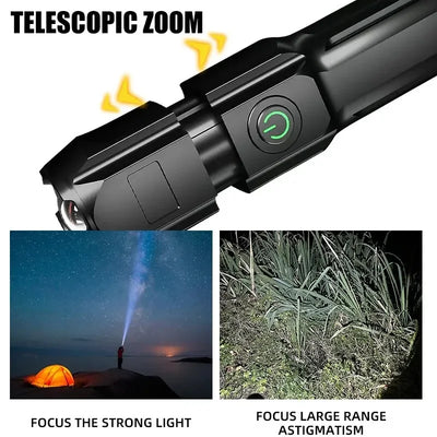 Powerful LED Flashlight Rechargeable USB 18650 Waterproof Zoom Fishing Hunting Camping 100,000 Lumens Tactical Flashlight LED FL by Smarsty