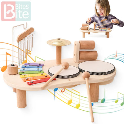 Baby Educational Toys Wooden Aeolian Bells Montessori Children's Musical Toys Xylophone Newborn Birthday Gifts Music Table Toys - Smarsty