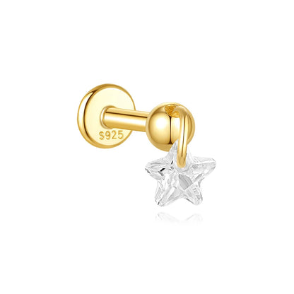 925 Sterling Silver Lotus Tassel Zircon Stud Earrings - Smarsty