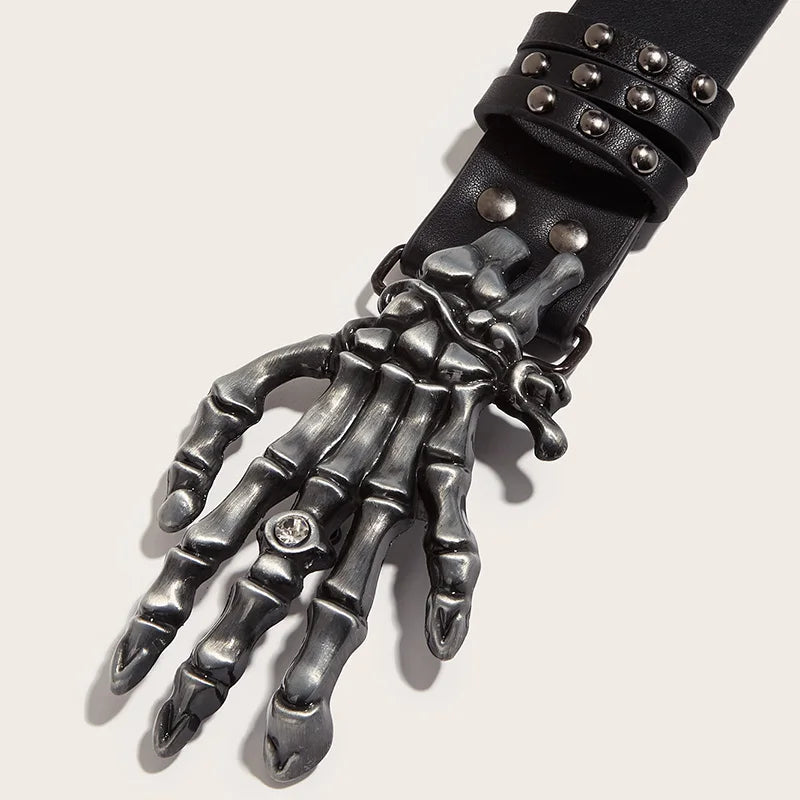Luxury Punk Goth Rivet Unisex Designer Belt Black - Smarsty