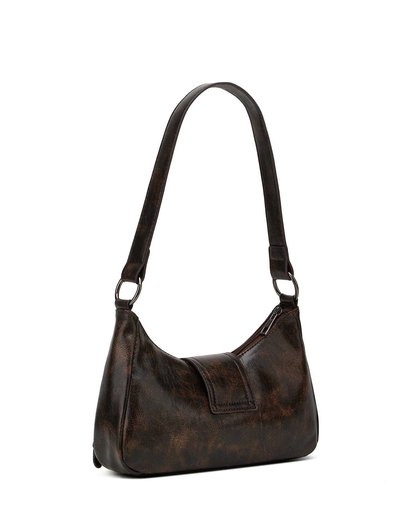 Y2K Retro Shoulder Bag With Rivet Pleated Leather Design - Smarsty
