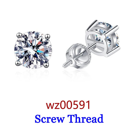 Moissanite Studs 0.5 To 2Ct Sterling Silver Screw Back - Smarsty