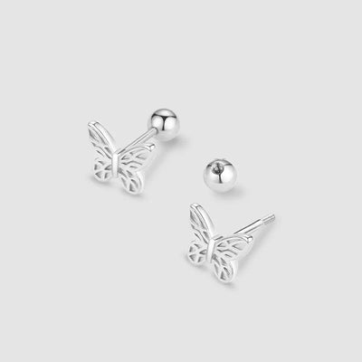 925 Silver Tragus Piercing Helix Studs Butterfly Heart - Smarsty