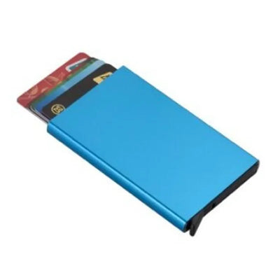 Automatic Flip Card Side Push Card Holder Sleeve Large Capacity 12 Cards Slot Metal Cards Box Men Credit Card Anti-theft Wallets - Smarsty