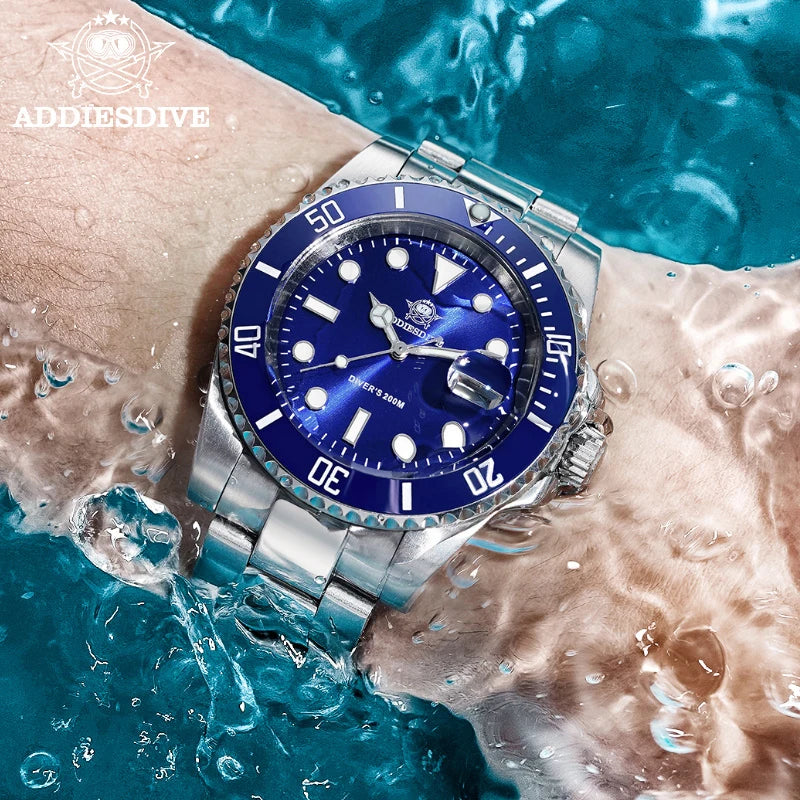Addiesdive Waterproof Stainless Steel Men's Quartz Watch - Smarsty