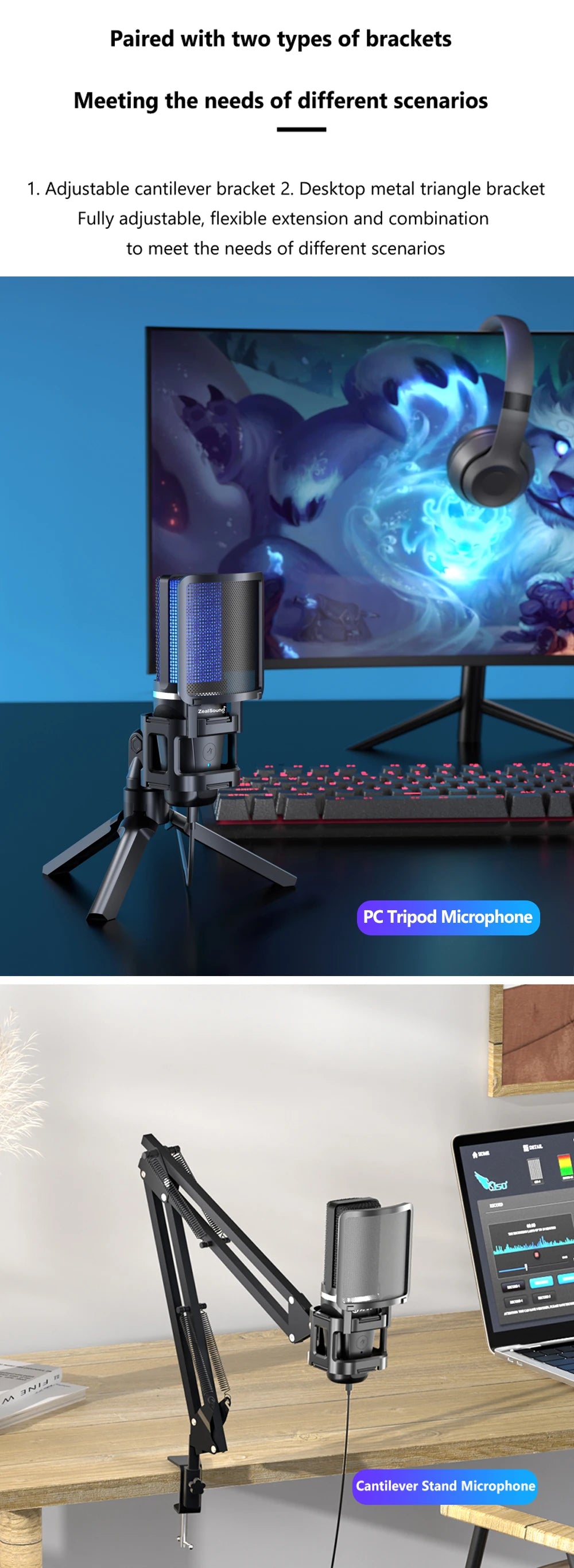 Zealsound RGB USB Condenser Microphone For Streaming - Smarsty