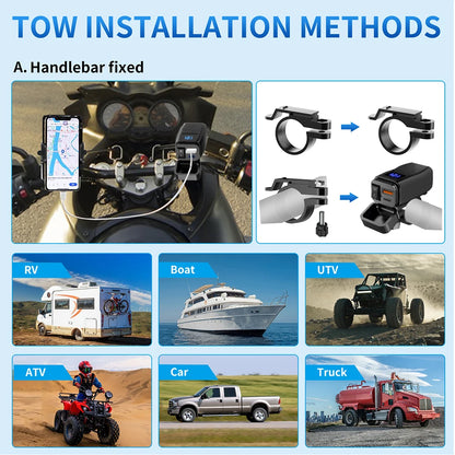 PD QC3.0 Motorcycle USB Fast Charger 60W Handlebar Dual USB Socket with Switch Voltmeter Waterproof 12V Power Supply Adapter - Smarsty