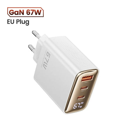 GaN USB Type C Charger With Digital Display 65W Power - Smarsty