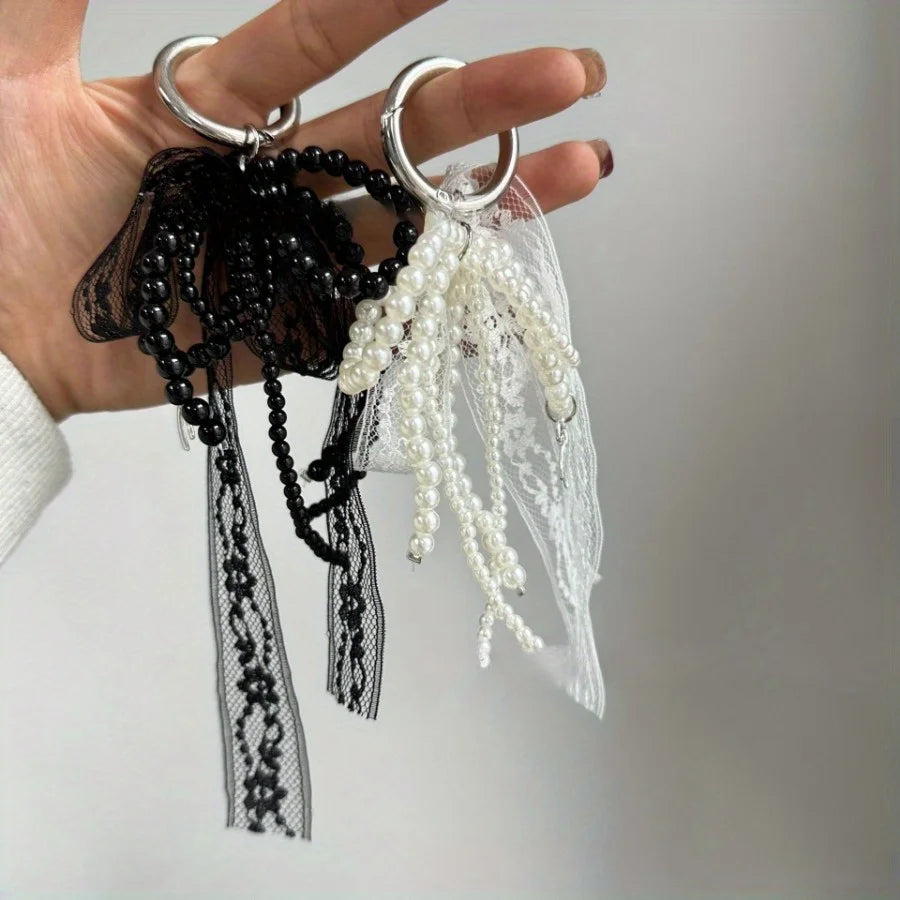 1PC Pearl Lace Bow Pendant, Fashionable High-quality Bag Pendant, Car Key Chain Pendant, Pendant