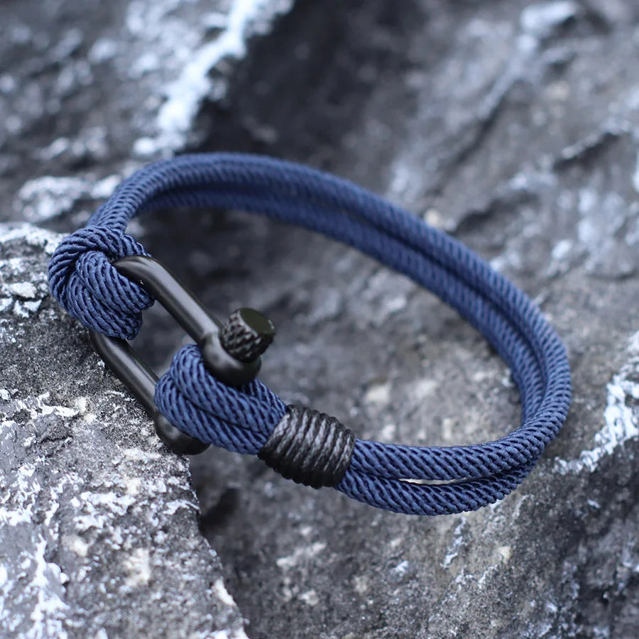 Stylish Nautical Wrap Bracelet for Men with Stainless Steel Buckle - Smarsty