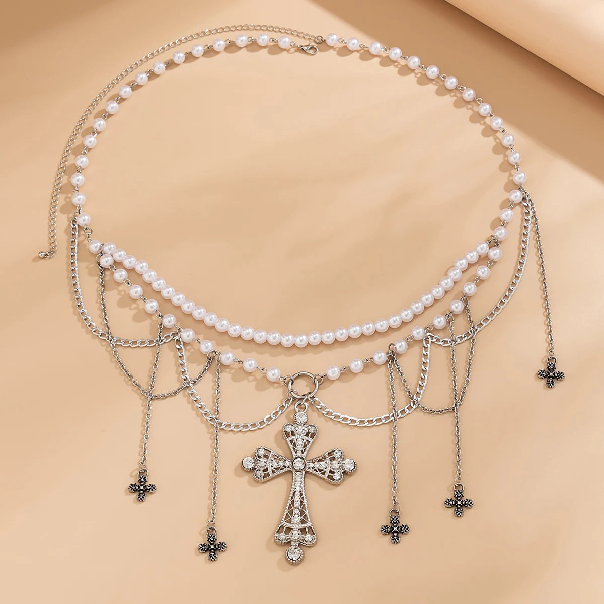 Lacteo Pearl Cross Tassel Belly Chain for Women - Smarsty
