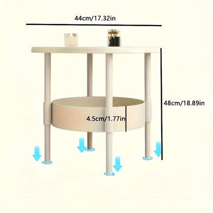 [Stylish Side Table] Stylish Modern Round Side Table with Storage Shelf | Space-Saving, Lightweight for Living Room, Bedroom